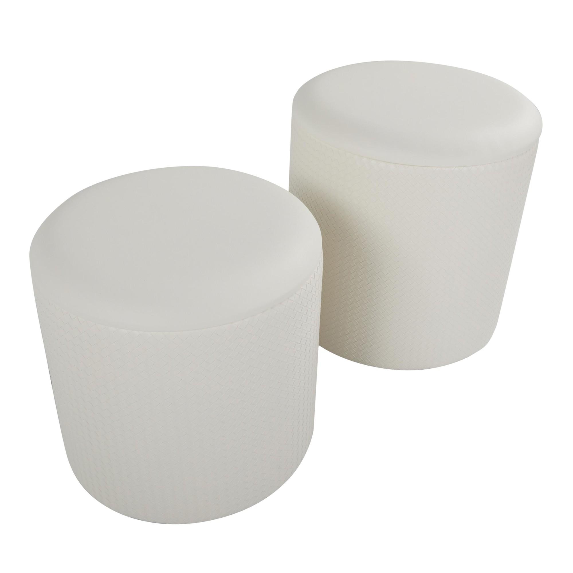 Maverick Cream Faux Leather Textured Contemporary Nesting Ottomans 5 Maverick Cream Faux Leather Textured Contemporary Nesting Ottomans - Image 5