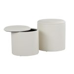 Maverick Cream Faux Leather Textured Contemporary Nesting Ottomans 16 Maverick Cream Faux Leather Textured Contemporary Nesting Ottomans