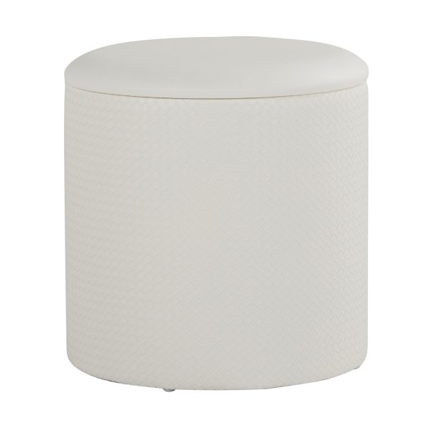 Maverick Cream Faux Leather Textured Contemporary Nesting Ottomans 7