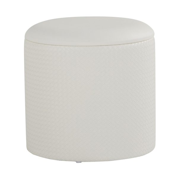 Maverick Cream Faux Leather Textured Contemporary Nesting Ottomans 8