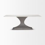 Maxton 79.0L x 39.0W x 30.0H Marble Top w/ Gunmetal Base Dining Table