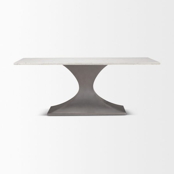 Maxton 79.0L x 39.0W x 30.0H Marble Top w Gunmetal Base Dining Table 2