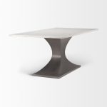 Maxton 79.0L x 39.0W x 30.0H Marble Top w/ Gunmetal Base Dining Table