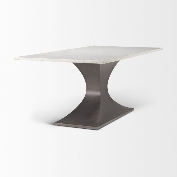 Maxton 79.0L x 39.0W x 30.0H Marble Top w Gunmetal Base Dining Table 4