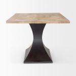 Maxton Light Brown Wood w/ Dark Gunmetal Iron Metal Dining Table