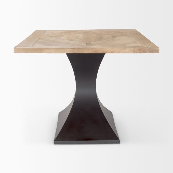 Maxton Light Brown Wood w Dark Gunmetal Iron Metal Dining Table 4