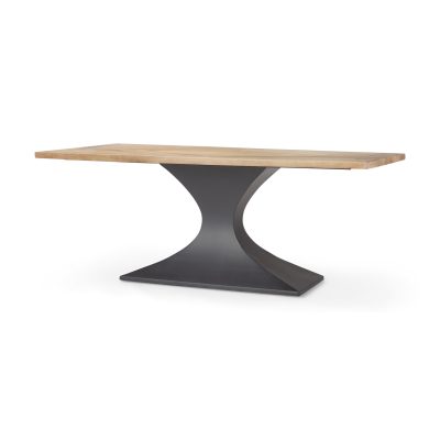 Maxton Light Brown Wood w/ Dark Gunmetal Iron Metal Dining Table