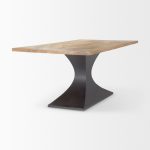 Maxton Light Brown Wood w/ Dark Gunmetal Iron Metal Dining Table