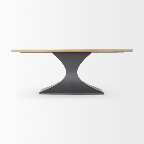 Maxton Light Brown Wood w Dark Gunmetal Iron Metal Dining Table 6