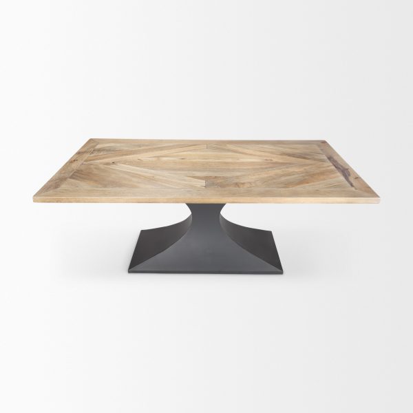 Maxton Light Brown Wood w Dark Gunmetal Iron Metal Dining Table 7