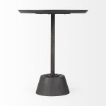 Maxwell 20" Round Dark Brown Wood w/ Black Metal Pedestal Side Table