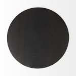 Maxwell 20" Round Dark Brown Wood w/ Black Metal Pedestal Side Table