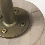 Maxwell 20" Round Light Brown Wood w/ Gold Metal Pedestal Side Table