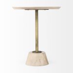 Maxwell 20" Round Light Brown Wood w/ Gold Metal Pedestal Side Table