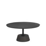 Maxwell 34L x 34W x 16H Dark Brown Wood W/ Black Metal Pedestal Base Round Coffee Table
