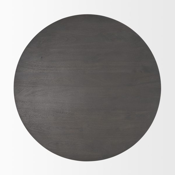 Maxwell 34L x 34W x 16H Dark Brown Wood W Black Metal Pedestal Base Round Coffee Table 6