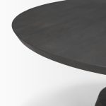 Maxwell 34L x 34W x 16H Dark Brown Wood W/ Black Metal Pedestal Base Round Coffee Table