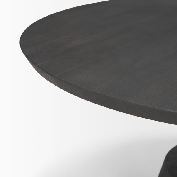 Maxwell 34L x 34W x 16H Dark Brown Wood W Black Metal Pedestal Base Round Coffee Table 7