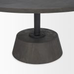 Maxwell 34L x 34W x 16H Dark Brown Wood W/ Black Metal Pedestal Base Round Coffee Table