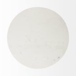 Maxwell 48L x 48W x 30H White Marble Round Top W/ Black Metal and Wood Pedestal Base Dining Table