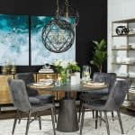 Maxwell 54" Brown Solid Wood Top Brown Metal/Wood Base Dining Table