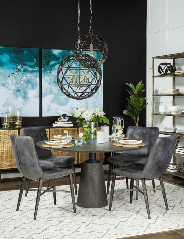Maxwell 54 Brown Solid Wood Top Brown MetalWood Base Dining Table 1
