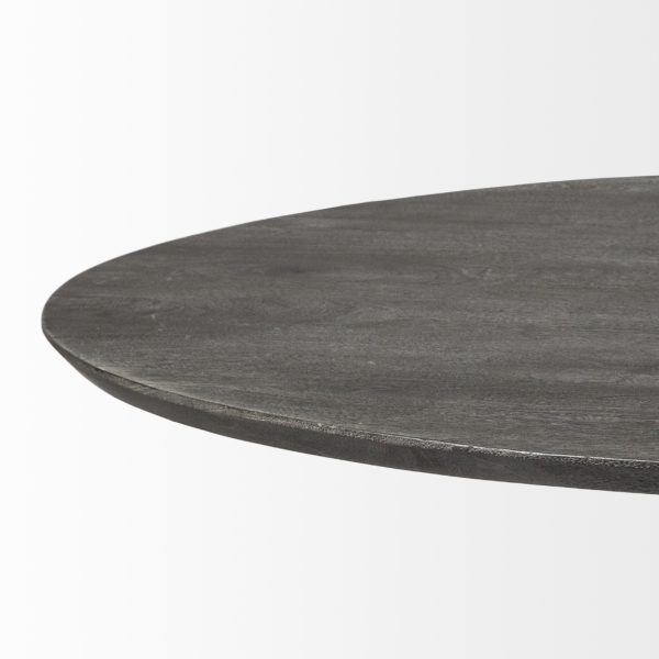 Maxwell 54 Brown Solid Wood Top Brown MetalWood Base Dining Table 3