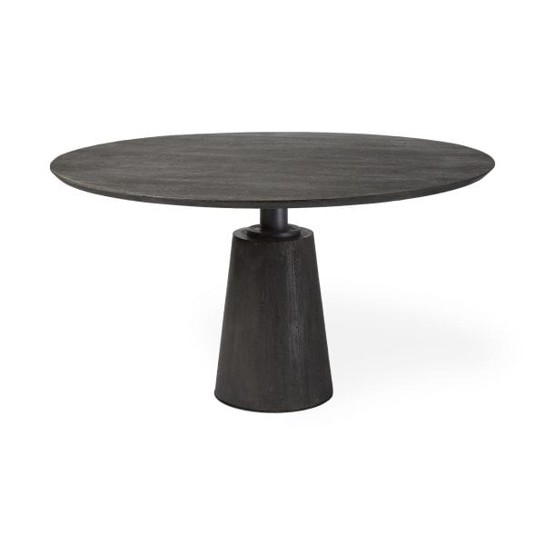 Maxwell 54 Brown Solid Wood Top Brown MetalWood Base Dining Table