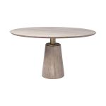 Maxwell II 54" Round Brown Solid Wood Top Brown Wood/Gold Metal Base Dining Table