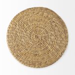 Maya 17.7L x 17.7W x 17.7H Light Brown W/Medium Brown Stripes Seagrass Round Pouf