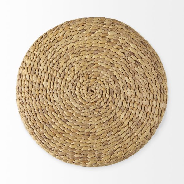 Maya 17.7L x 17.7W x 17.7H Light Brown WMedium Brown Stripes Seagrass Round Pouf 2