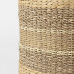 Maya 17.7L x 17.7W x 17.7H Light Brown W/Medium Brown Stripes Seagrass Round Pouf