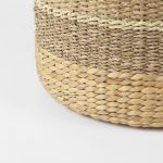 Maya 17.7L x 17.7W x 17.7H Light Brown W/Medium Brown Stripes Seagrass Round Pouf