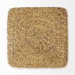 Maya 17.7L x 17.7W x 17.7H Light Brown W/Medium Brown Stripes Seagrass Square Pouf