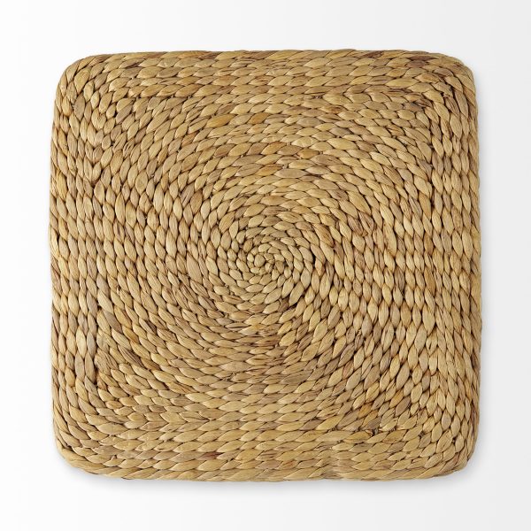 Maya 17.7L x 17.7W x 17.7H Light Brown WMedium Brown Stripes Seagrass Square Pouf 3