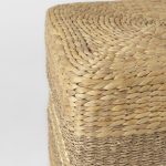 Maya 17.7L x 17.7W x 17.7H Light Brown W/Medium Brown Stripes Seagrass Square Pouf