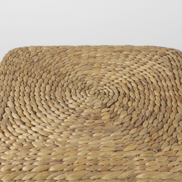 Maya 17.7L x 17.7W x 17.7H Light Brown WMedium Brown Stripes Seagrass Square Pouf 5