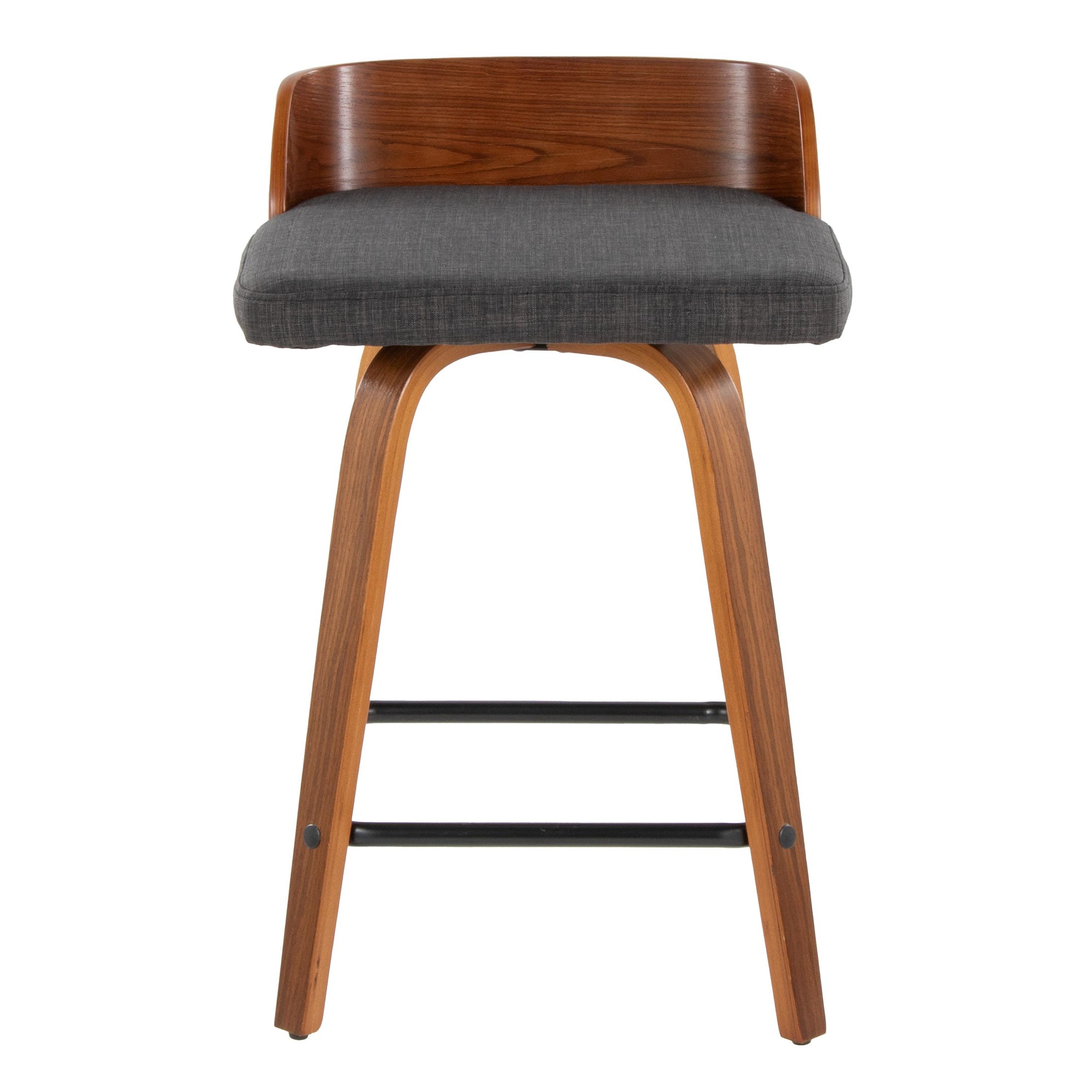 Maya 24 Inch Mid-Century Walnut/Charcoal Swivel Counter Stools (Set of 2) 9 Maya 24 Inch Mid-Century Walnut/Charcoal Swivel Counter Stools (Set of 2) - Image 9