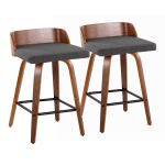 Maya 26 Inch Walnut Wood Charcoal Swivel Counter Stools (Set of 2) 17 Maya 26 Inch Walnut Wood Charcoal Swivel Counter Stools (Set of 2)