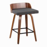 Maya 26 Inch Walnut Wood Charcoal Swivel Counter Stools (Set of 2) 18 Maya 26 Inch Walnut Wood Charcoal Swivel Counter Stools (Set of 2)