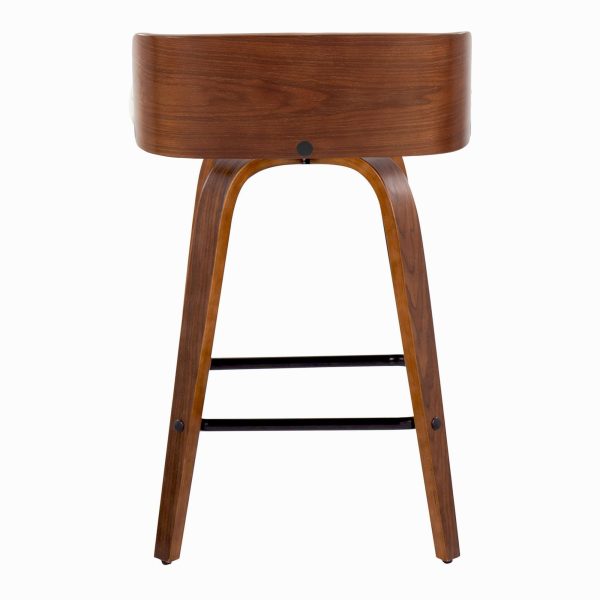 Maya 26 Inch Walnut Wood Charcoal Swivel Counter Stools Set of 2 8
