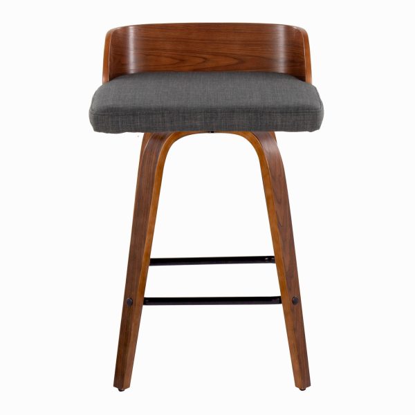 Maya 26 Inch Walnut Wood Charcoal Swivel Counter Stools Set of 2 9