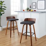 Maya 30-Inch Mid-Century Modern Swivel Barstool Walnut and Charcoal (Set of 2) 15 Maya 30-Inch Mid-Century Modern Swivel Barstool Walnut and Charcoal (Set of 2)