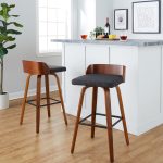 Maya 30-Inch Mid-Century Modern Swivel Barstool Walnut and Charcoal (Set of 2) 16 Maya 30-Inch Mid-Century Modern Swivel Barstool Walnut and Charcoal (Set of 2)
