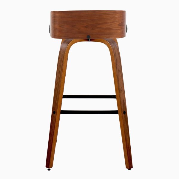 Maya 30 Inch Mid Century Modern Swivel Barstool Walnut and Charcoal Set of 2 8