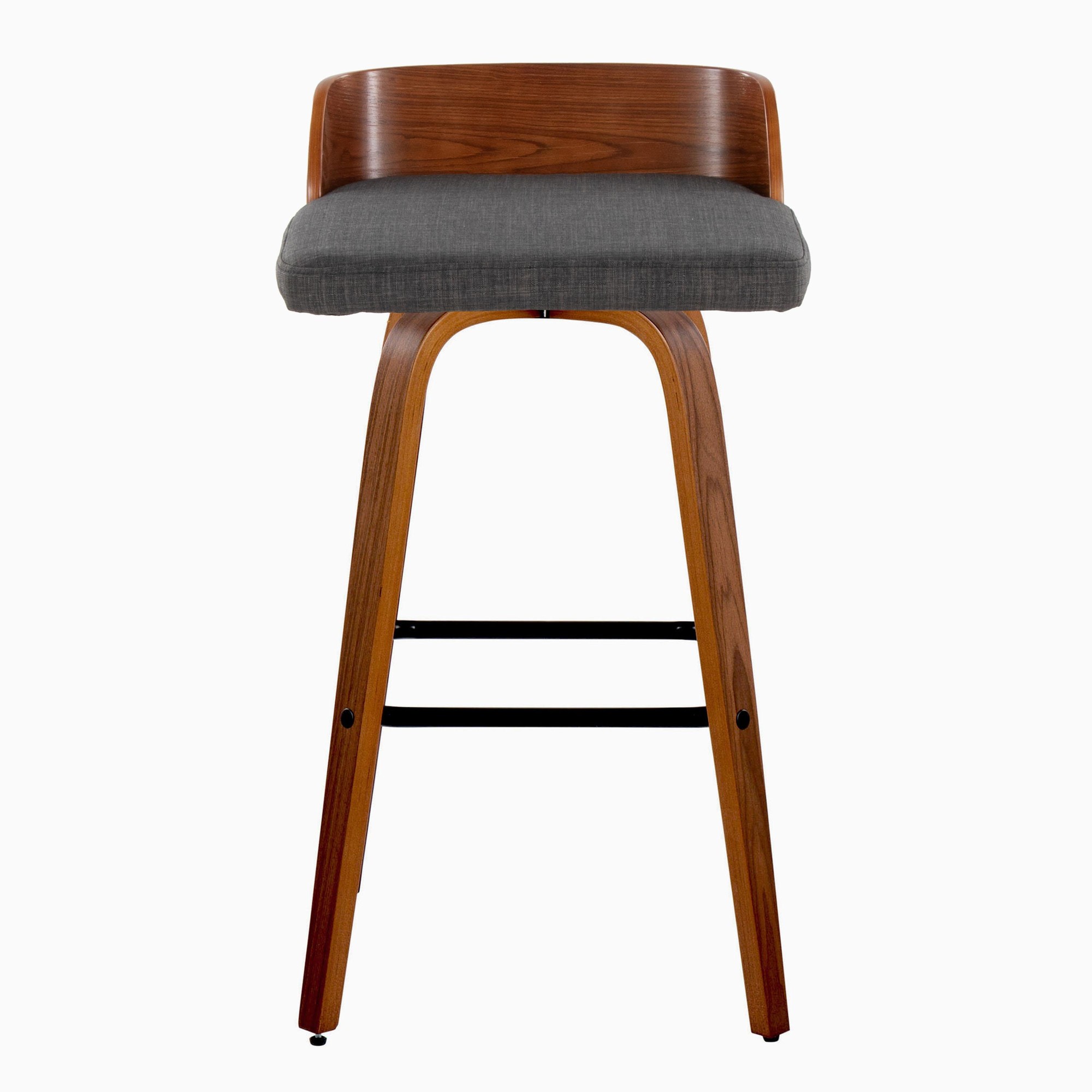 Maya 30-Inch Mid-Century Modern Swivel Barstool Walnut and Charcoal (Set of 2) 10 Maya 30-Inch Mid-Century Modern Swivel Barstool Walnut and Charcoal (Set of 2) - Image 10