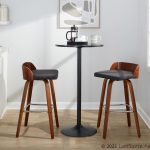 Maya 30 Mid-Century Modern Walnut and Charcoal Barstools (Set of 2)