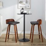 Maya 30 Mid-Century Modern Walnut and Charcoal Barstools (Set of 2)