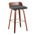 Maya 30 Mid-Century Modern Walnut and Charcoal Barstools (Set of 2)