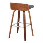 Maya 30 Mid-Century Modern Walnut and Charcoal Barstools (Set of 2)